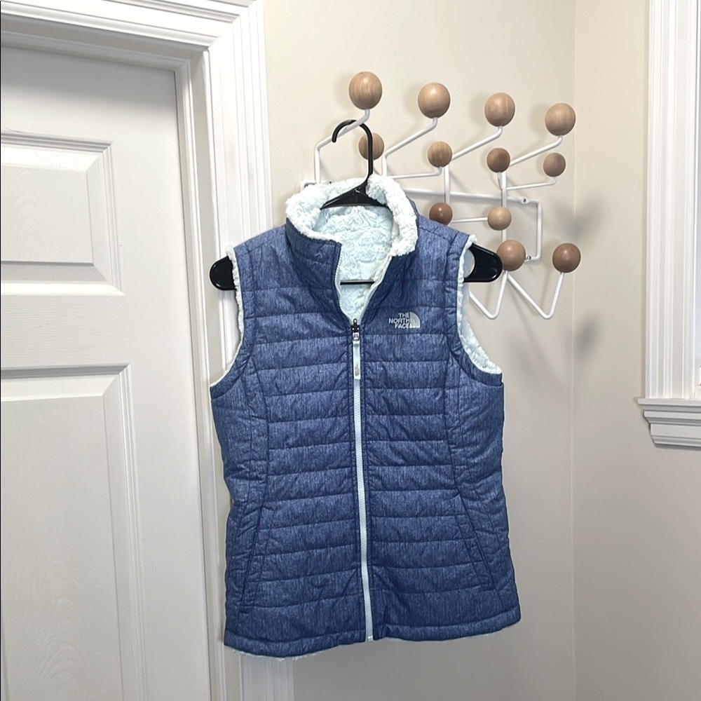 The North Face Reversable Puffer Vest - Heathered Blue / Baby Blue L